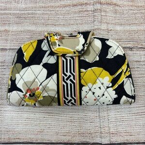 Floral Quilted Clutch - Black, Yellow, Cream